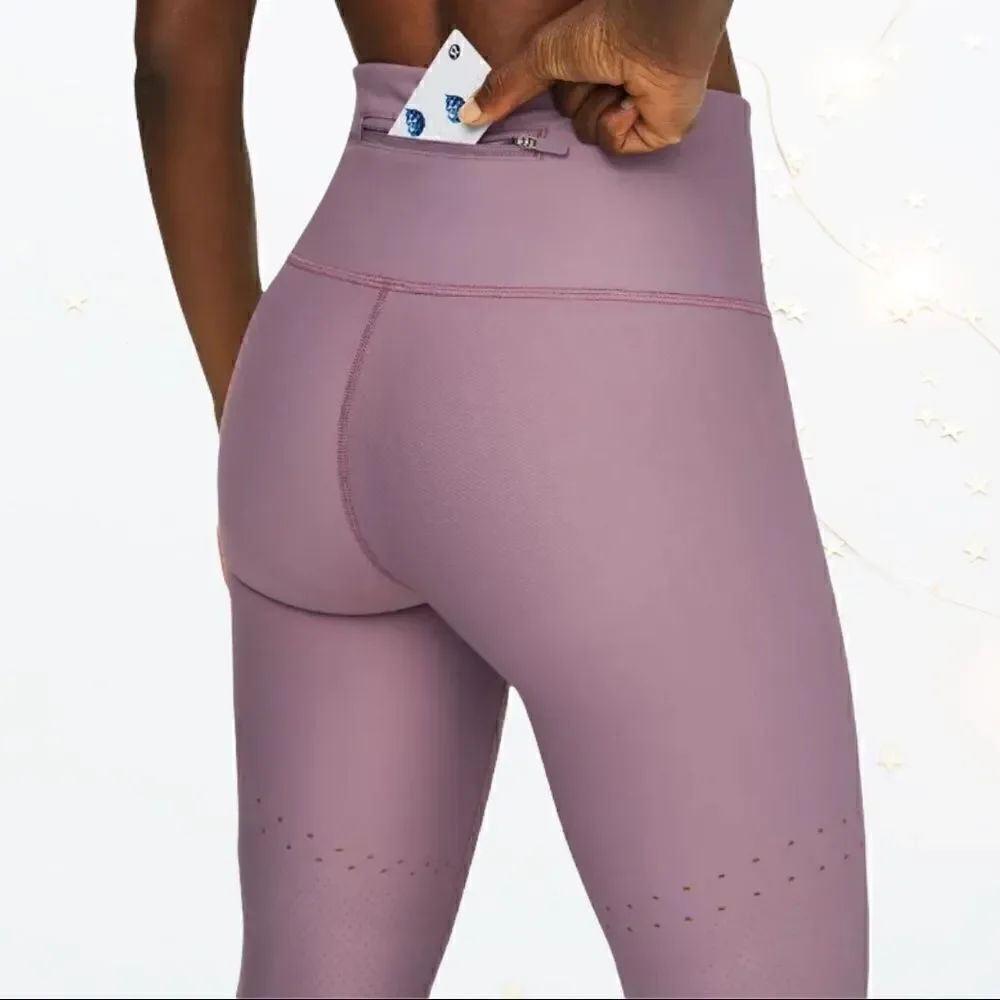 LULULEMON IN FOCUS RUN HIGH-RISE TIGHT FROSTED MULBERRY SIZE 10 LEGGINGS NWT NEW